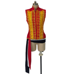 Les Misérables Musical Enjolras Red Waistcoat Vest Sash Medieval Outfits Cosplay Costume