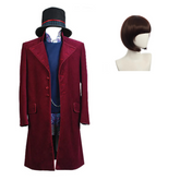 Movie Charlie And The Chocolate Factory Willy Wonka Red Costume Set Halloween Suit