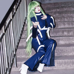 Code Geass C.C. Blue Straitjacket Jumpsuit Outfits Cosplay Costume Halloween Suit