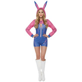 Cyberpunk Suit Rabbit Pink Blue Hoodie Jumpsuit Set Outfits Cosplay Costume