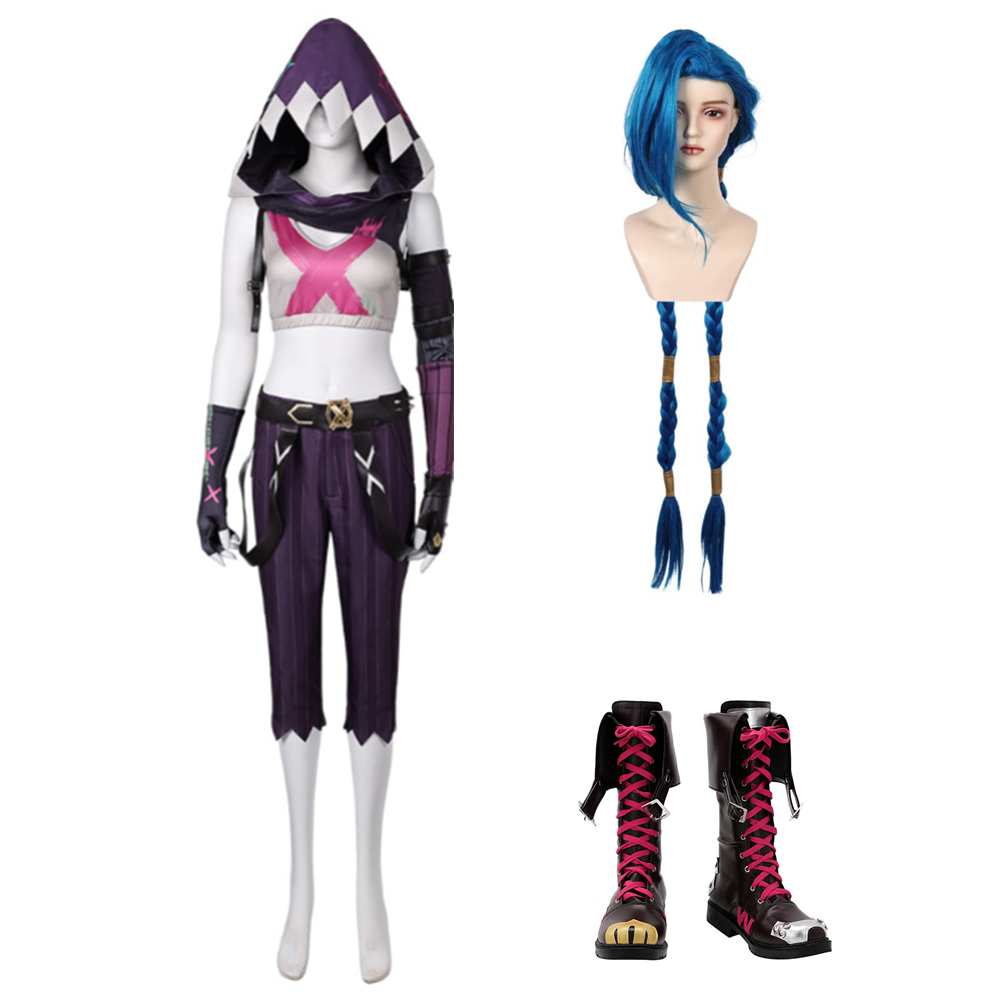 Arcane: League Of Legends 2 (2024) Jinx Dark Purple Outfits Cosplay Costume