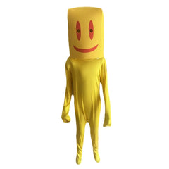 Adult Kids Escape The Backrooms Horror Partygoer Yellow Mask Jumpsuit Outfits Cosplay Costume