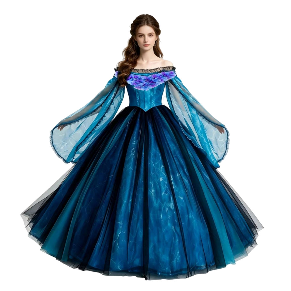 Frankenstein Elizabeth Blue Tulle Dress Outfits Cosplay Costume Halloween Suit