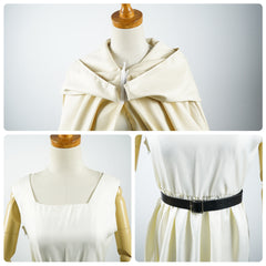 Frieren: Beyond Journey's End (2026) Frieren Beige Cloak White Dress Set Outfits Cosplay Costume