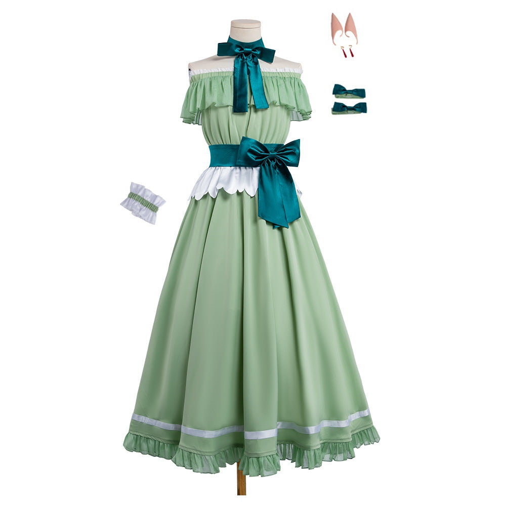 Frieren: Beyond Journey's End Frieren Green Party Dress Outfits Cosplay Costume