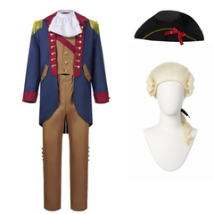 George Washington President Blue Jacket Set Colonial Outfits Cosplay Costume