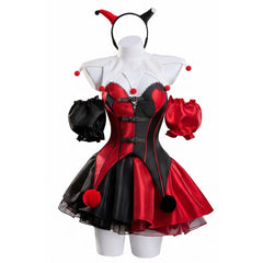 Halloween Devil Clown Red Black Dress Set Outfits Cosplay Costume Carnival Suit