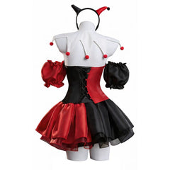 Halloween Devil Clown Red Black Dress Set Outfits Cosplay Costume Carnival Suit