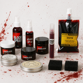 Halloween Fake Blood Kit Coagulated Blood Gel Fake Blood Spray Dripping Blood Scar Wax Realistic Washable Cosplay SFX Makeup For Zombie Vampire Clown Monster Clothes Dress Up With Sponge