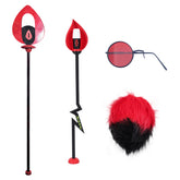 Hazbin Hotel (2024) Alastor Red Mic Cane Monocle Glasses Tail Cosplay Accessories Props
