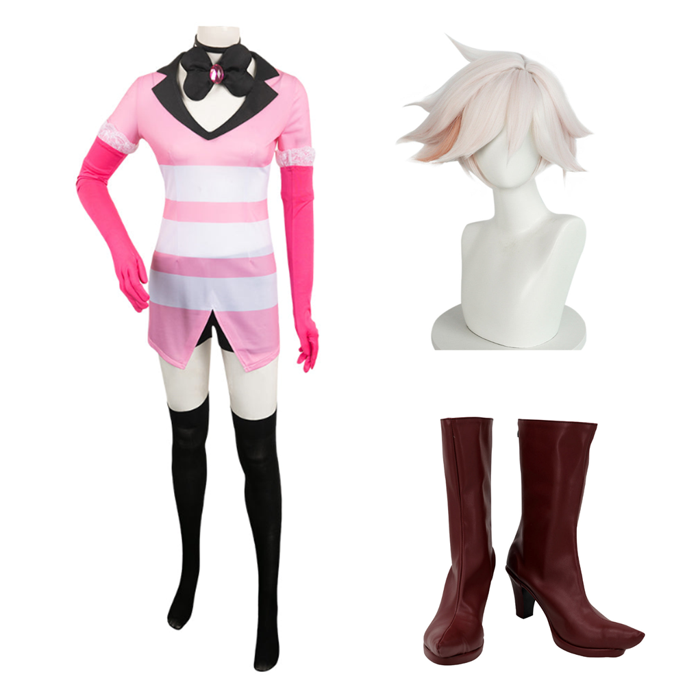 TV Hazbin Hotel (2024) Angel Dust Pink Tightsuit Outfits Cosplay Costume Halloween Carnival Suit