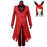 Hazbin Hotel Alastor Christmas Red Canonicals Outfit Set Cosplay Costume Halloween Carnival Suit