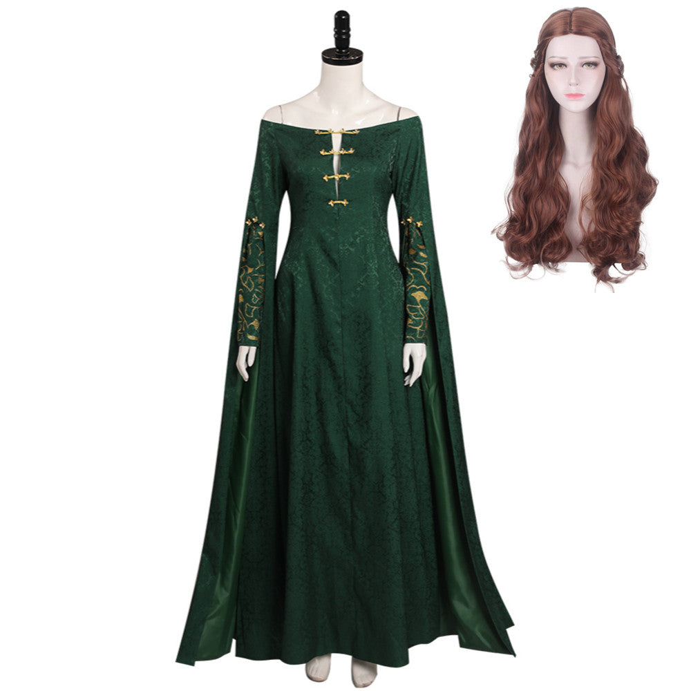 House Of The Dragon Alicent Hightower Cosplay Costume Green Dress Outfits Halloween Carnival Suit