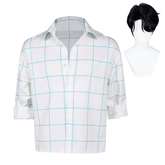 KPop Demon Hunters (2025) Jinu Saja White Grid Check Shirt Outfits Cosplay Costume
