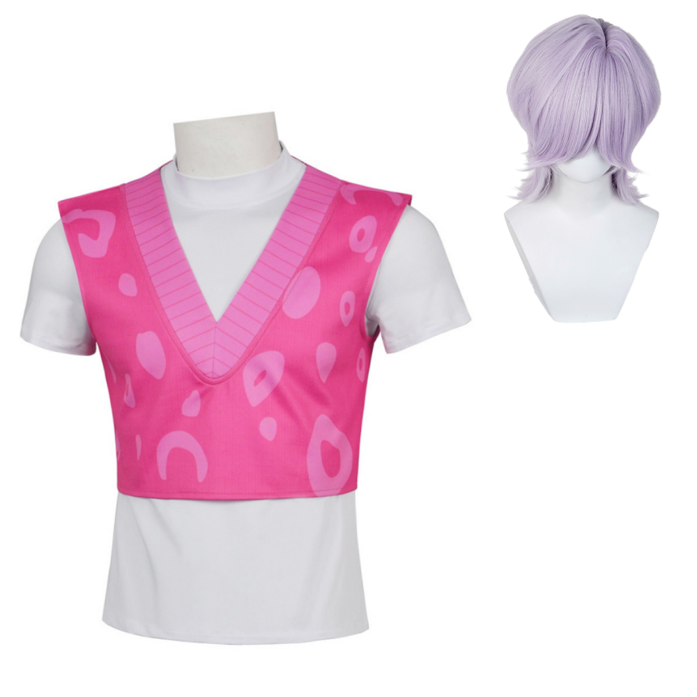 KPop Demon Hunters (2025) Mystery Saja Pink Vest White Top Outfits Cosplay Costume