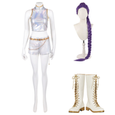 KPop Demon Hunters (2025) Rumi What It Sounds Like White Holographic Set Outfits Huntrix Cosplay Costume