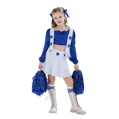 Kids Children Band ABBA Benny Anderson Outfits Retro 70s Blue Cheerleading Uniforms Cosplay Costume Halloween Carnival Suit