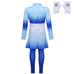 Kids Children Descendants: Wicked Wonderland (2026) Chloe Blue White Jumpsuit Gloves Outfits Cosplay Costume
