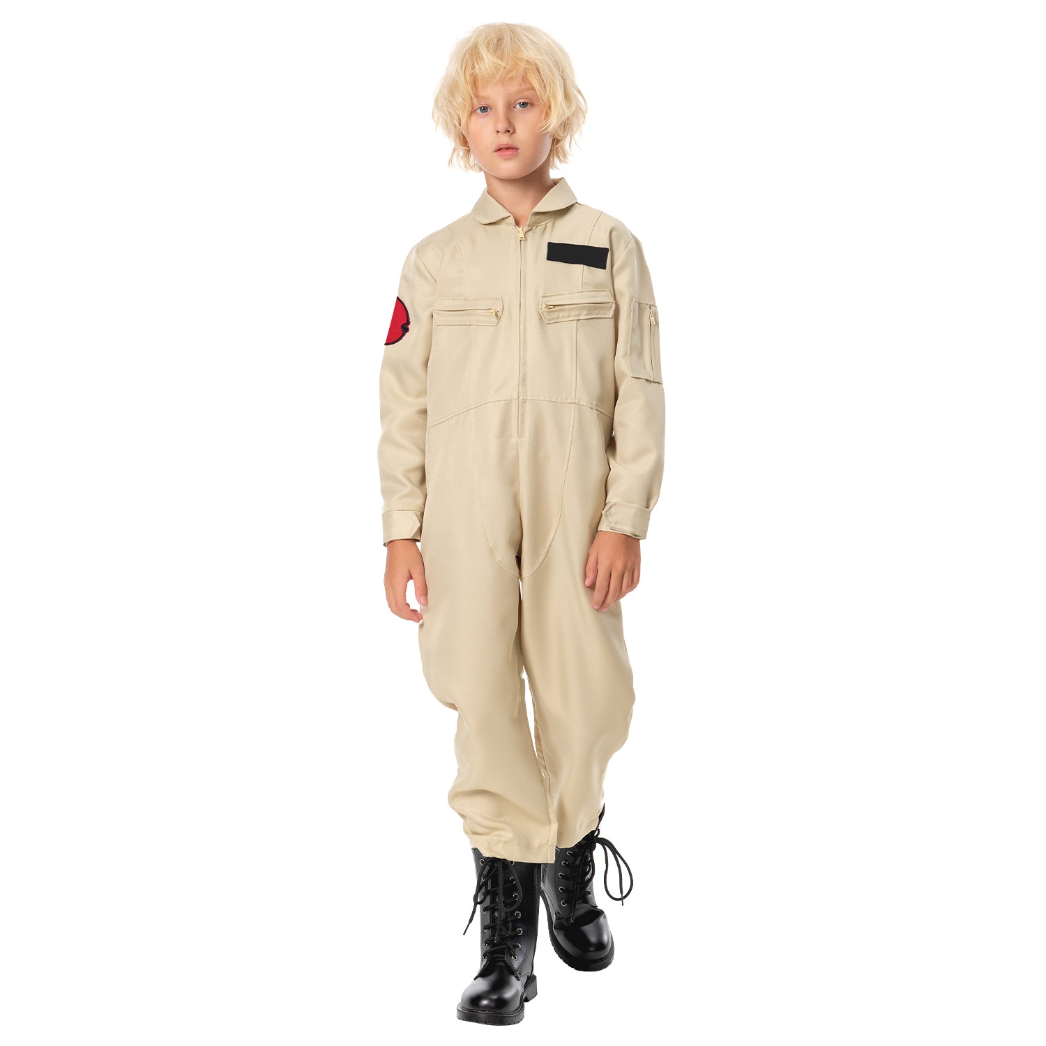 Kids Children Ghostbusters Beige Jumpsuit Uniform Cosplay Costume Halloween Carnival Suit