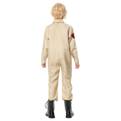 Kids Children Ghostbusters Beige Jumpsuit Uniform Cosplay Costume Halloween Carnival Suit