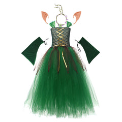 Kids Children Green Forest Elf Dress Outfits Cosplay Costume Halloween Carnival Suit