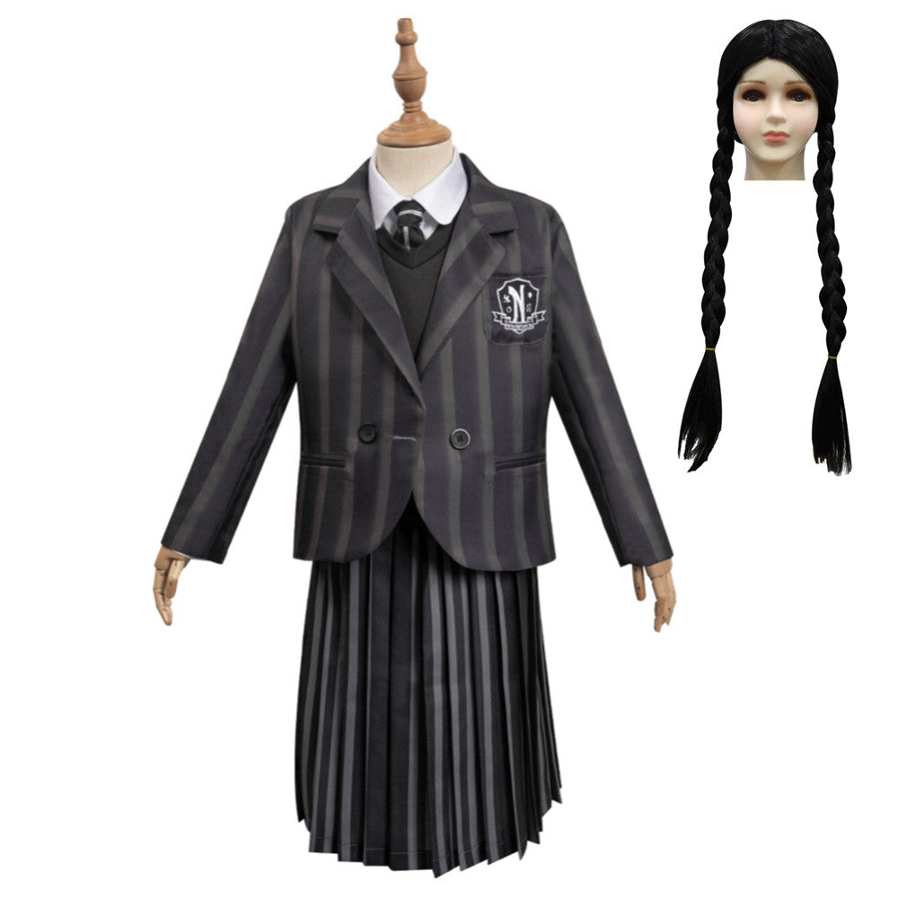 Kids Children Jenna Ortega School Unform Dress Cosplay Outfits Costume Halloween Carnival Suit