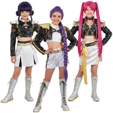 Kids Children KPop Demon Hunters (2025) Golden Rumi Mira Zoey Huntrix Black White Outfits Cosplay Costume