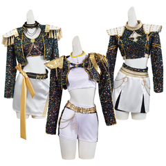 Kids Children KPop Demon Hunters (2025) Golden Rumi Mira Zoey Huntrix Black White Outfits Cosplay Costume