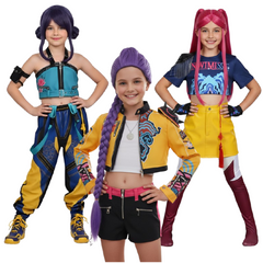 Kids Children KPop Demon Hunters (2025) Huntrix Rumi Mira Zoey Yellow Outfits Cosplay Costume