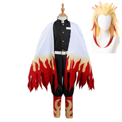 Kids Children Rengoku Kyoujurou Top Pants Cloak Outfits Cosplay Costume Halloween Carnival Suit