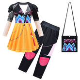 Kids Children Zoey Mira Printed Dress Pants Bag Outfits Cosplay Costume