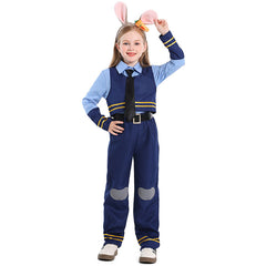 Kids Children Zootopia 2 (2025) Judy Hopps Blue Police Uniform Set Cosplay Costume