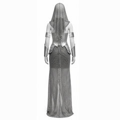 Renaissance Medieval Silver Chainmail Skirt Set Knight Outfits Cosplay Costume