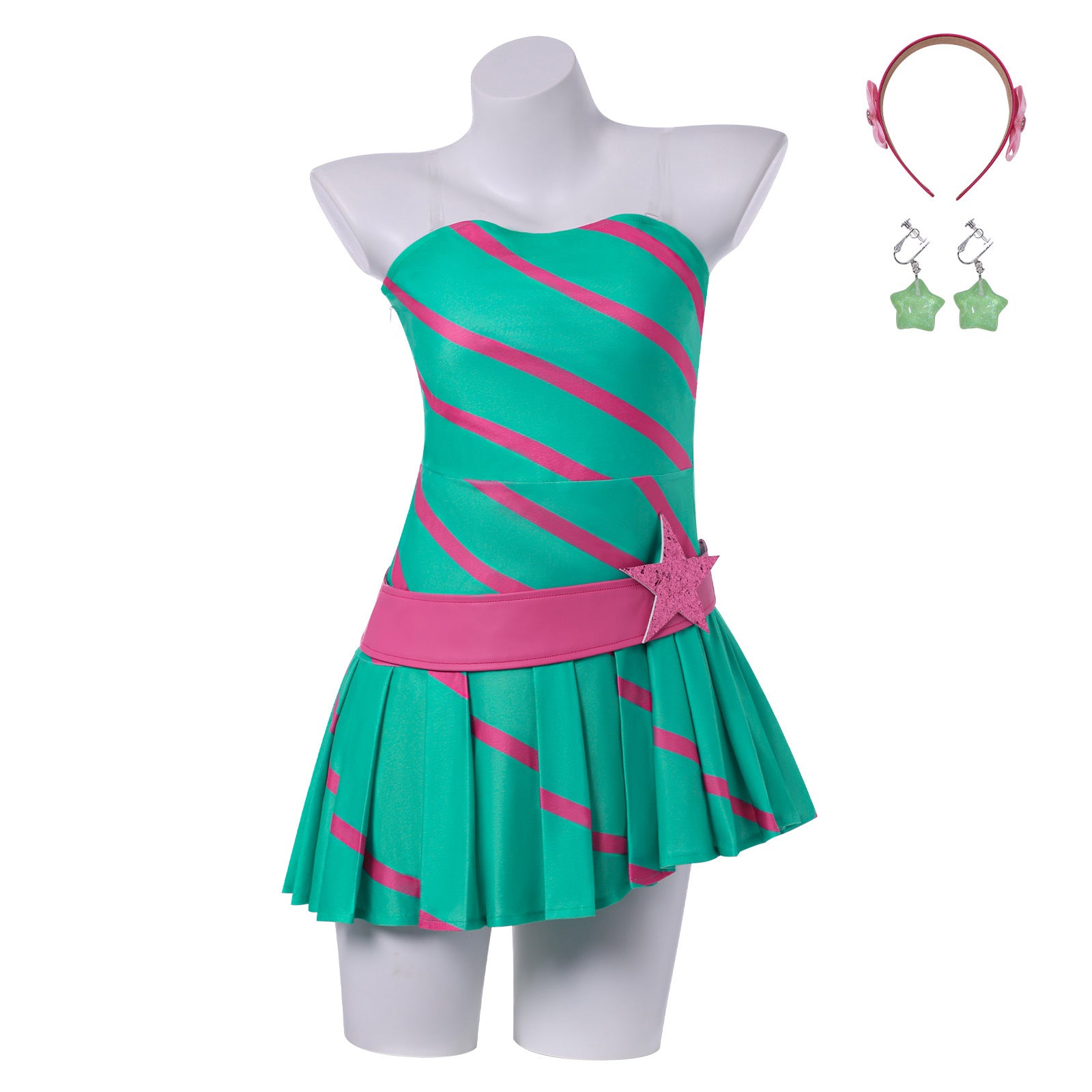 Winx Club Stella Green Pink Dress Set Outfits Cosplay Costume