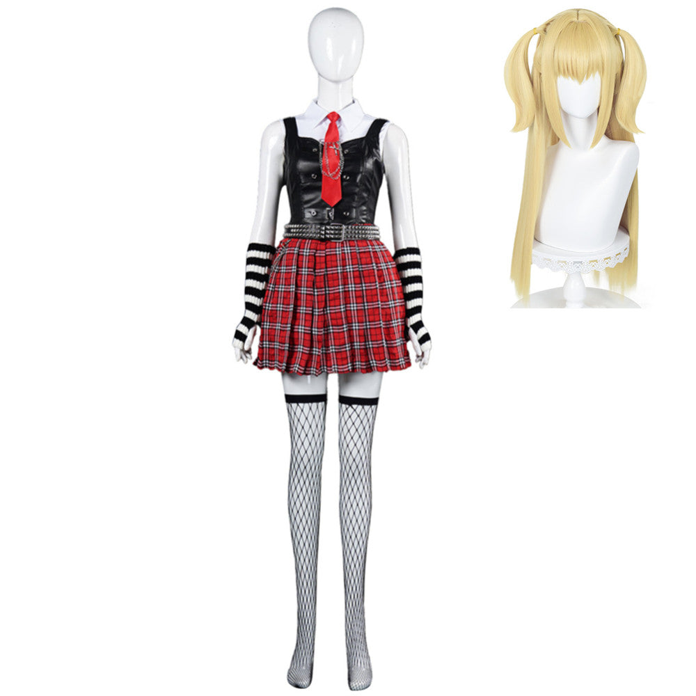 Misa Amane Black Top Red Skirt Set Outfits Cosplay Costume Carnival Suit