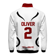 Blue Lock U-20 White Team Uniform Zip-Up Sweatshirt Sports Jacket Cosplay Costume