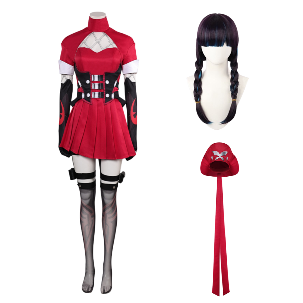 Mv Rivals (2024) Psylocke Blood Hunter Red Dress Set Outfits Cosplay Costume