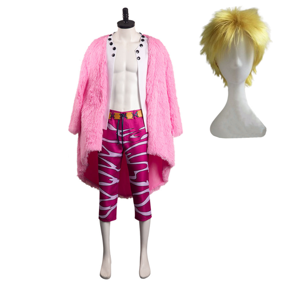 One Piece Donquixote Doflamingo Outfits Pink Set Cosplay Costume Hallo Coshduk