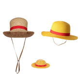 One Piece 2023 Luffy Brown Yellow Straw Hat Cosplay Accessories Halloween Carnival Props