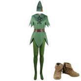 Peter Pan Green Jumpsuit Hat Belt Set Cosplay Costume Halloween Carnival Party Suit