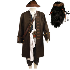 Movie Pirates Of The Caribbean Jack Sparrow Cosplay Costume Set Halloween Carnival Party Suit