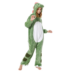 Plush Funny Angry Dinosaur Animals Onesie Flannel Pajamas Warm Home One-Piece Costume Halloween Suit - OLAOLA