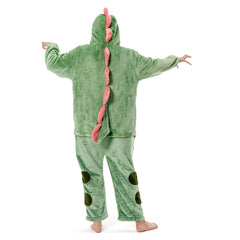 Plush Funny Angry Dinosaur Animals Onesie Flannel Pajamas Warm Home One-Piece Costume Halloween Suit - OLAOLA