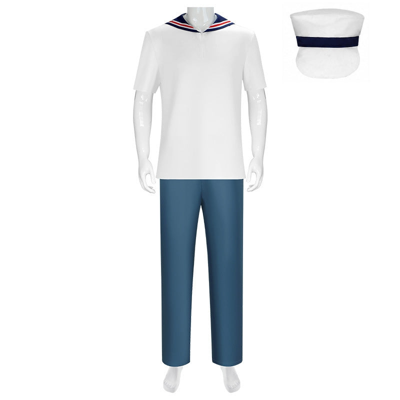 Popeye The Slayer Man Sailor Man White Blue Set Outfits Cosplay Costume