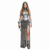 Renaissance Medieval Silver Chainmail Skirt Set Knight Outfits Cosplay Costume