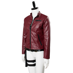 Game Resident Evil 2 Remake Claire Redfield Red Jacket Coat Outfit Halloween Cosplay Costume