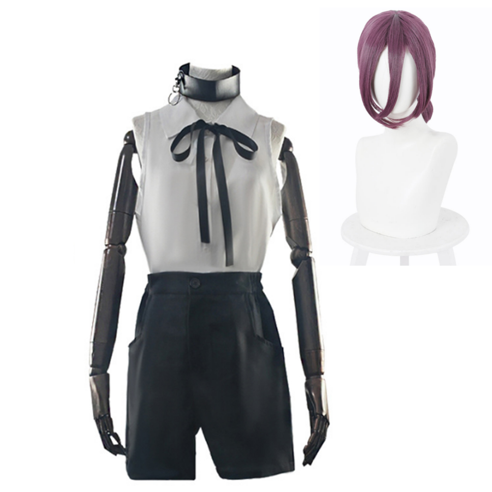 Reze White Black Set Outfits Cosplay Costume Halloween Carnival Party Suit