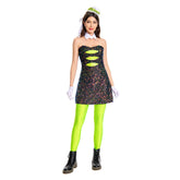 Splatoon Marie Green Black Sequins Outfits Cosplay Costume Halloween Carnival Suit