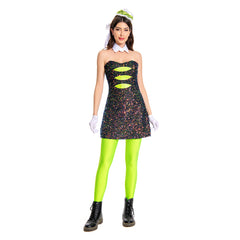 Splatoon Marie Green Black Sequins Outfits Cosplay Costume Halloween Carnival Suit