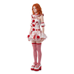 Terrifier 4 (2026) Clown White Red Dress Set Outfits Halloween Horror Cosplay Costume